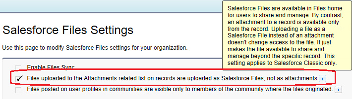 salesforce attachments setting