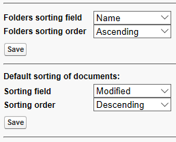 Default sorting settings