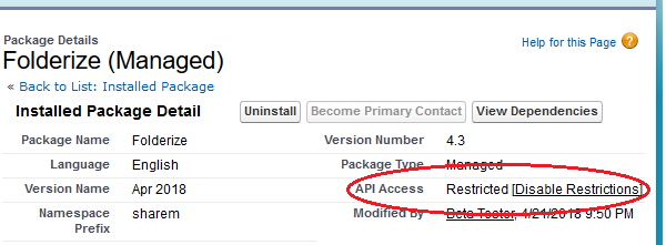 API - Disable Restrictions
