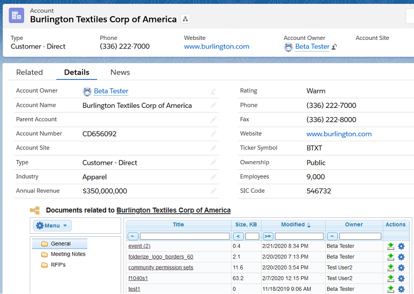 folderize on account layout
