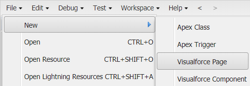new visualforce page
