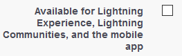 Available for Lightning checkbox