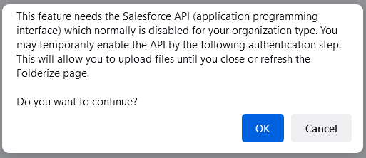 API permission message