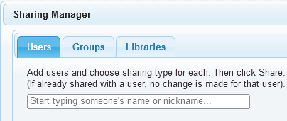 Sharing Manager Popup