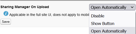 Sharing Manger On Upload