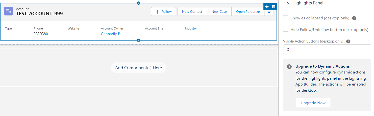 App Builder Highlilghts Panel